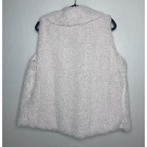 Krazy Kat Women's Light Pink Faux Curly Lamb Fur Vest Open Front Size Large - Picture 6 of 6